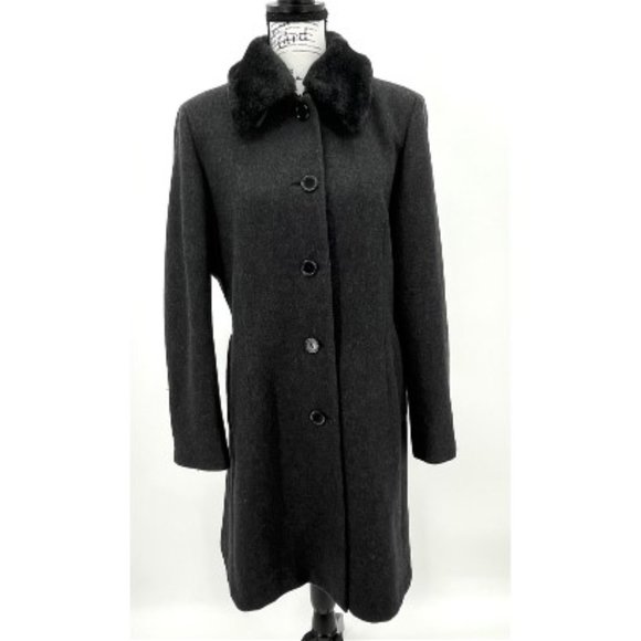 Vintage Donny Brook Women's 100% Wool Coat Size 14 Made‎ In Russia Charcoal Gray - Picture 1 of 9